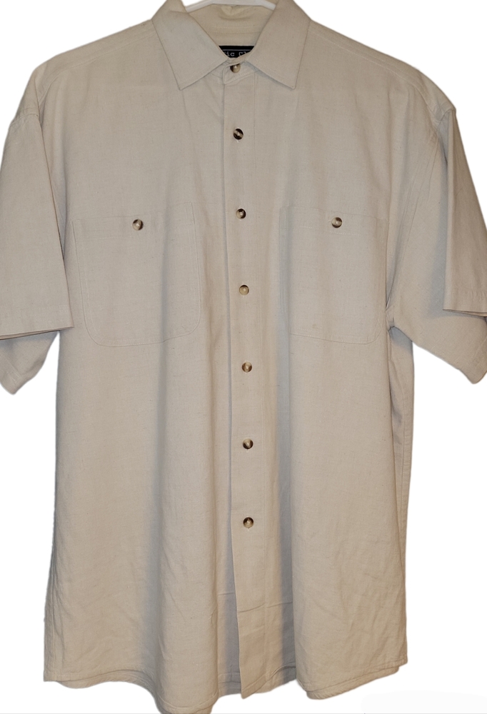 Pacific Club by NAK Linen Cotton Blend Button Down Collared Shirt sz M